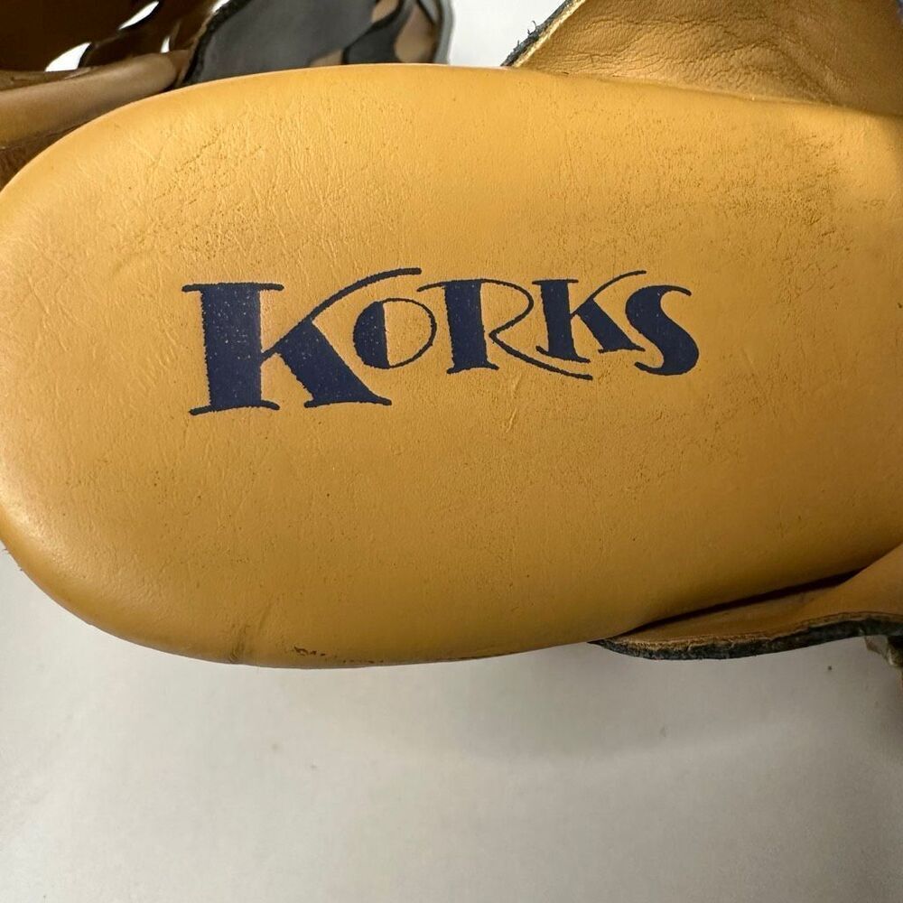 Korks Berengo Wood Heel Sandals Blue Leather | Women Size 10 - Picture 6 of 14